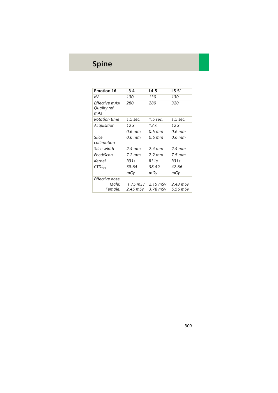 Spine | Siemens EMOTION 16-Jun User Manual | Page 309 / 590