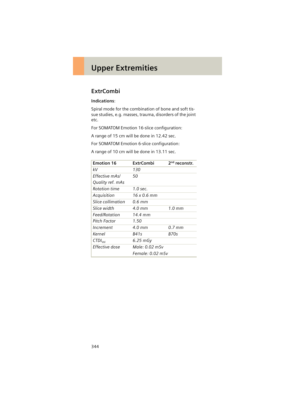 Extrcombi, Extrcombi 344, Upper extremities | Siemens EMOTION 16-Jun User Manual | Page 344 / 590