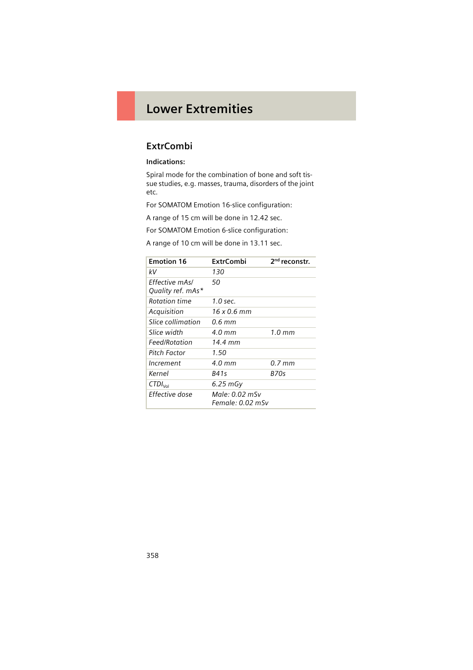 Extrcombi, Extrcombi 358, Lower extremities | Siemens EMOTION 16-Jun User Manual | Page 358 / 590