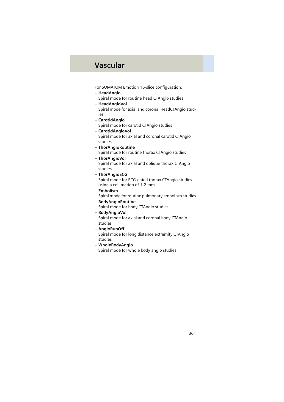 Vascular | Siemens EMOTION 16-Jun User Manual | Page 361 / 590