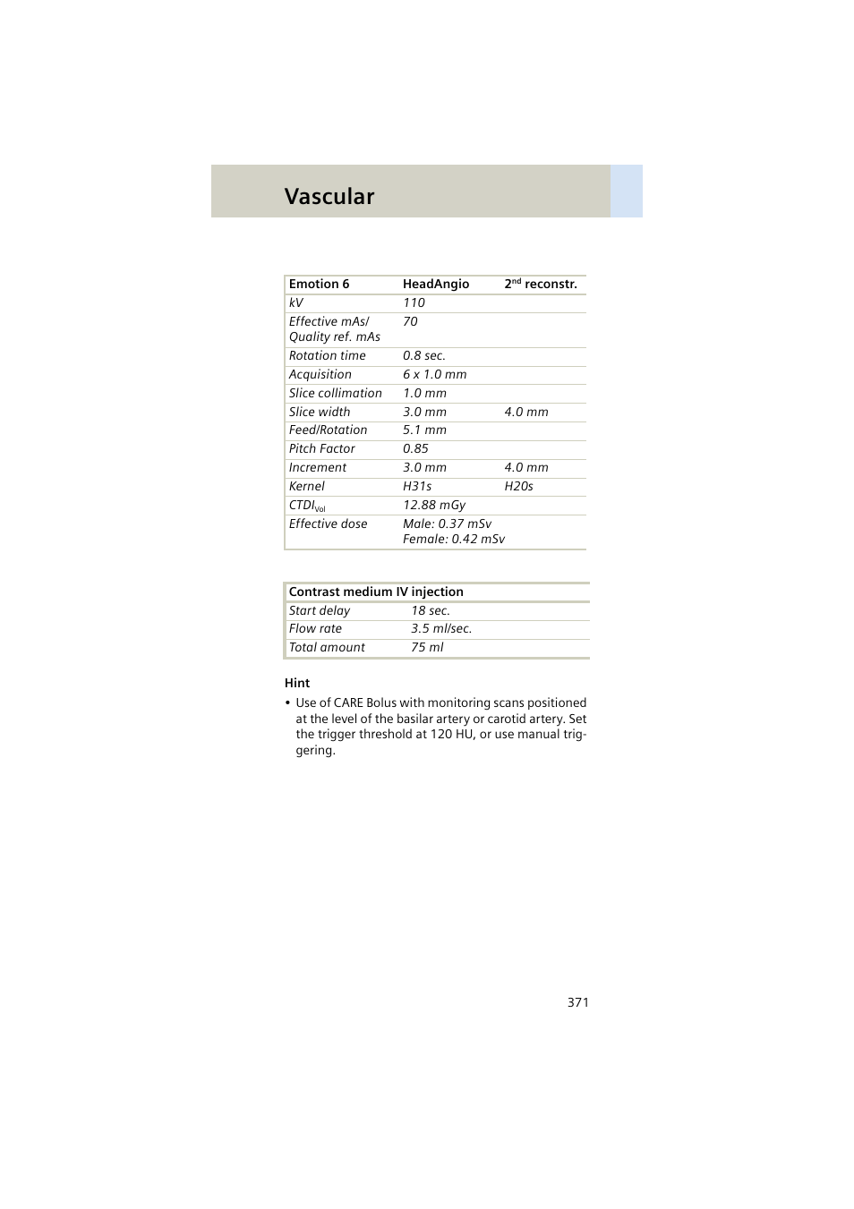 Vascular | Siemens EMOTION 16-Jun User Manual | Page 371 / 590