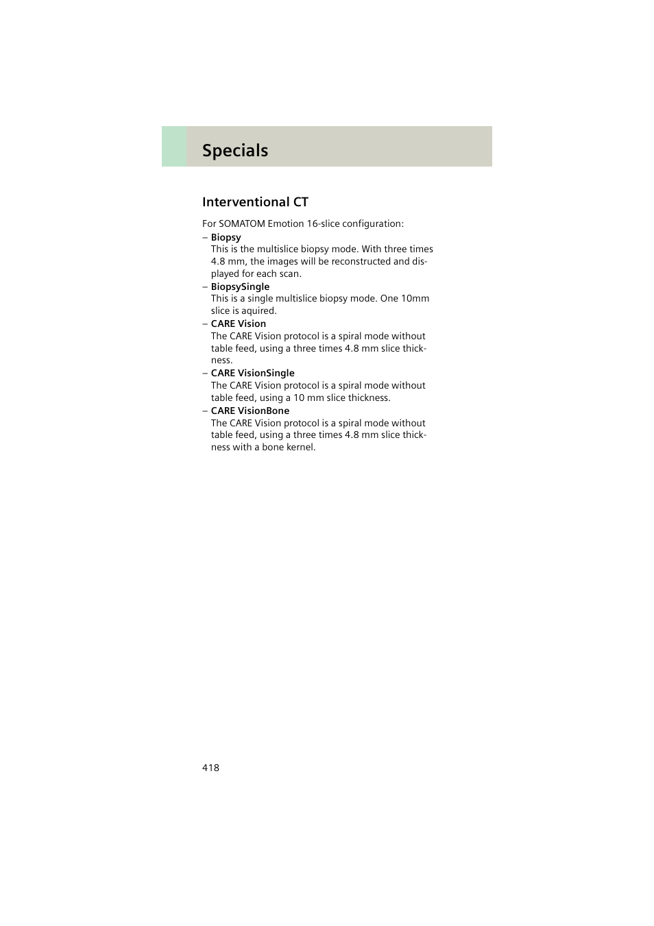 Interventional ct, Specials | Siemens EMOTION 16-Jun User Manual | Page 418 / 590