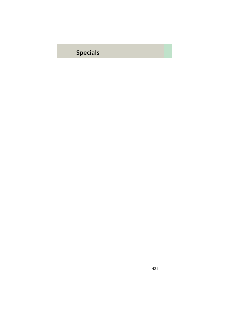 Specials | Siemens EMOTION 16-Jun User Manual | Page 421 / 590