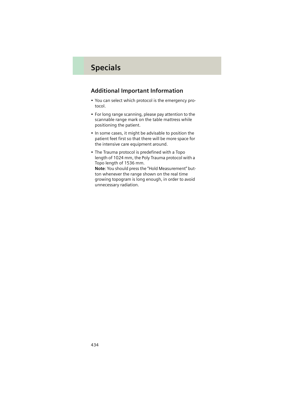 Additional important information, Specials | Siemens EMOTION 16-Jun User Manual | Page 434 / 590