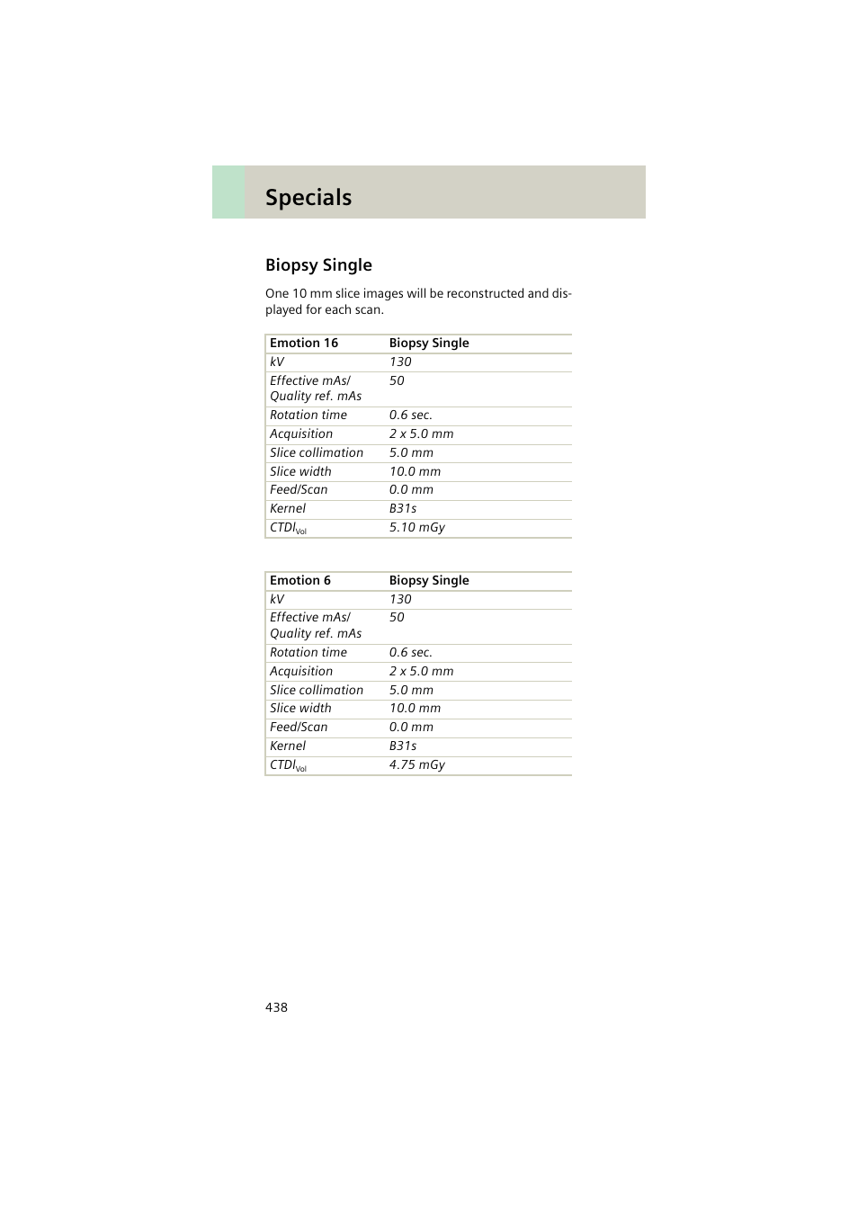 Biopsy single, Specials | Siemens EMOTION 16-Jun User Manual | Page 438 / 590