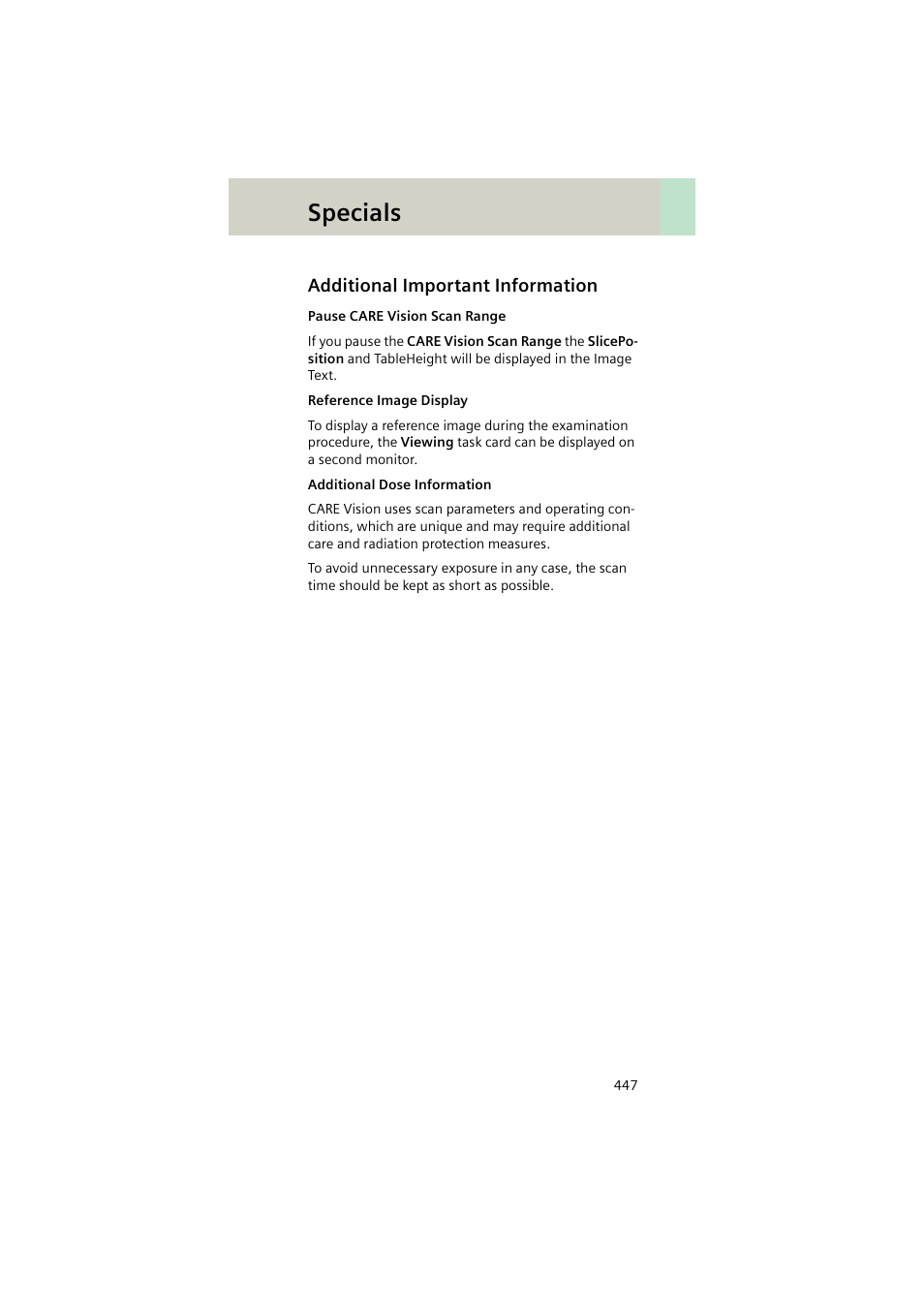 Additional important information, Specials | Siemens EMOTION 16-Jun User Manual | Page 447 / 590