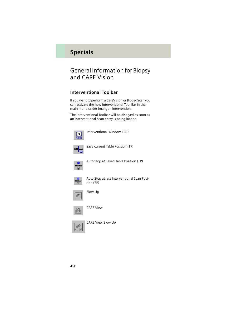 General information for biopsy and care vision, Interventional toolbar | Siemens EMOTION 16-Jun User Manual | Page 450 / 590