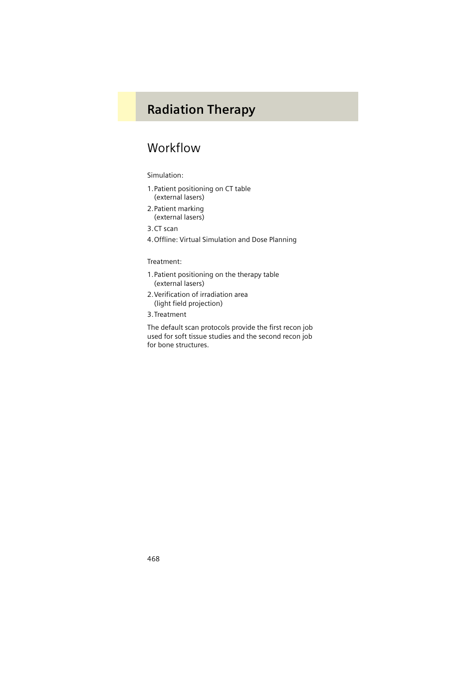 Workflow, Radiation therapy workflow | Siemens EMOTION 16-Jun User Manual | Page 468 / 590