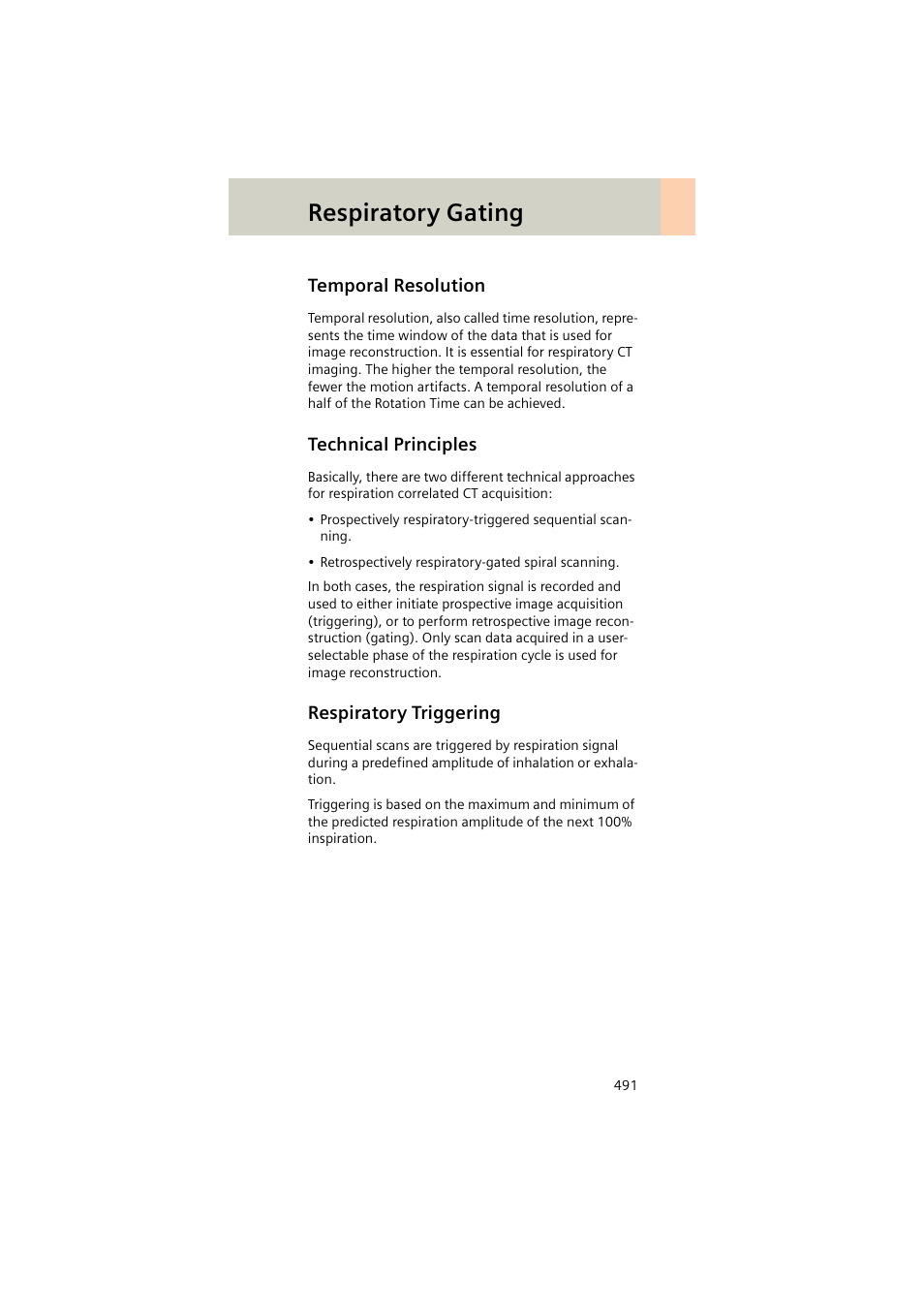 Temporal resolution, Technical principles, Respiratory triggering | Respiratory gating | Siemens EMOTION 16-Jun User Manual | Page 491 / 590