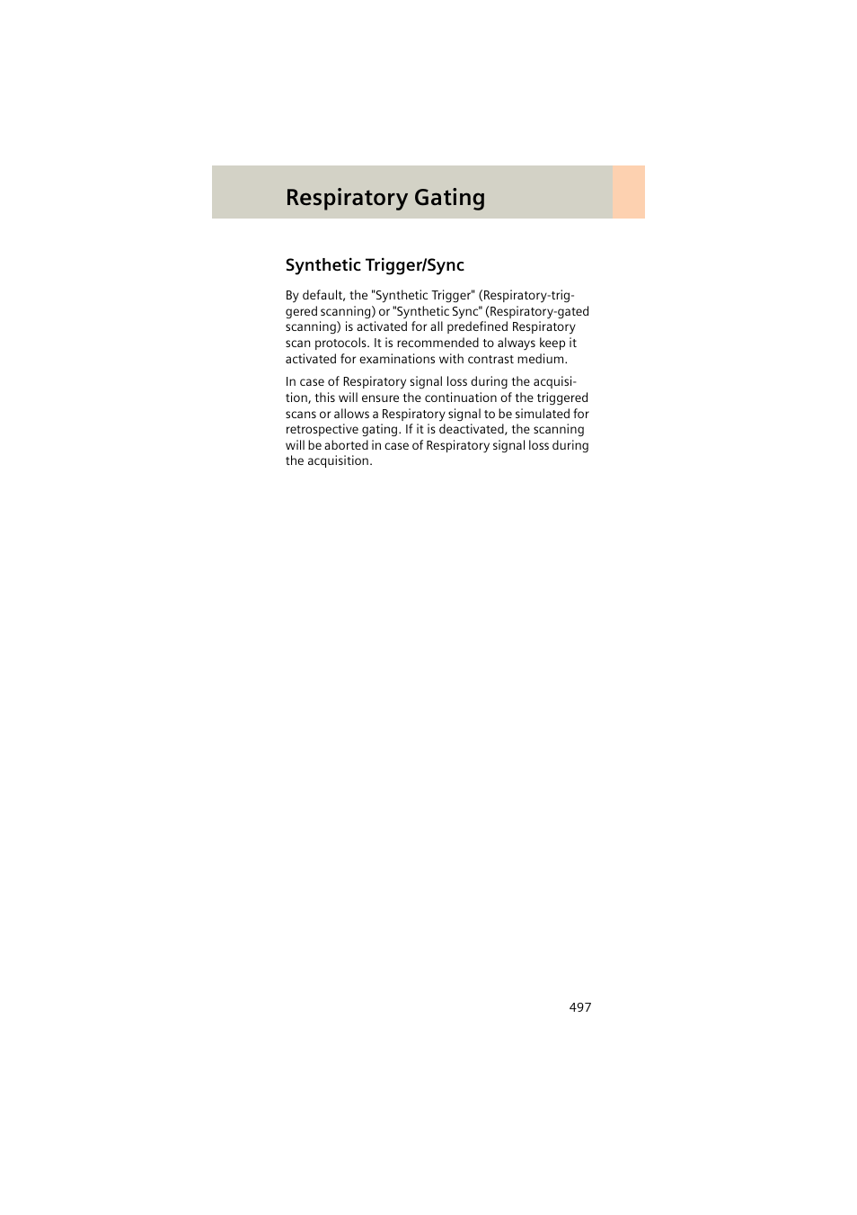 Synthetic trigger/sync, Respiratory gating | Siemens EMOTION 16-Jun User Manual | Page 497 / 590