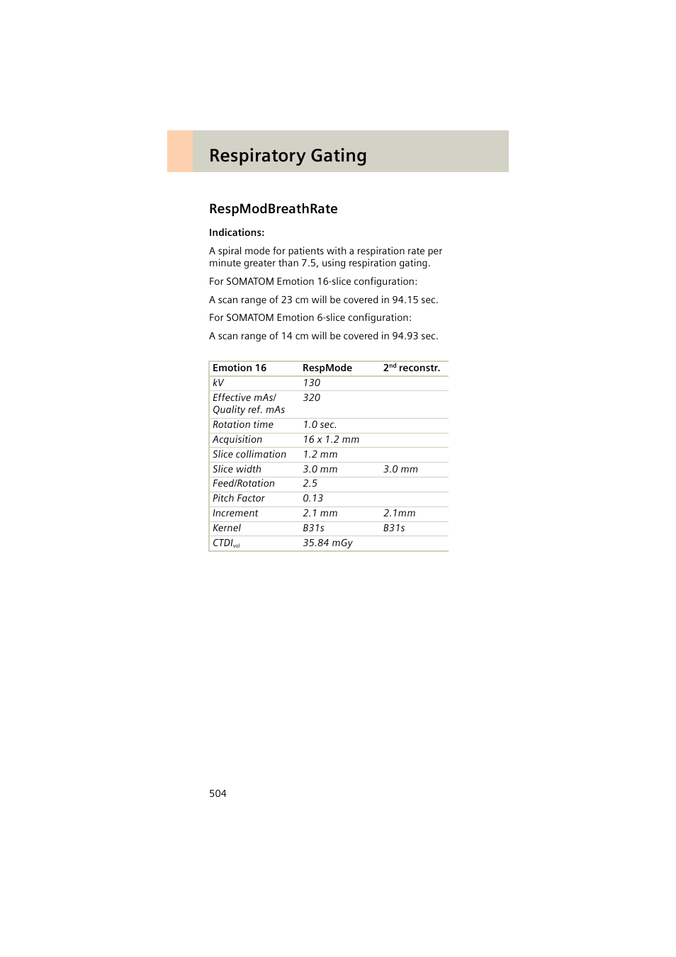 Respmodbreathrate, Respmodbreathrate 504, Respiratory gating | Siemens EMOTION 16-Jun User Manual | Page 504 / 590