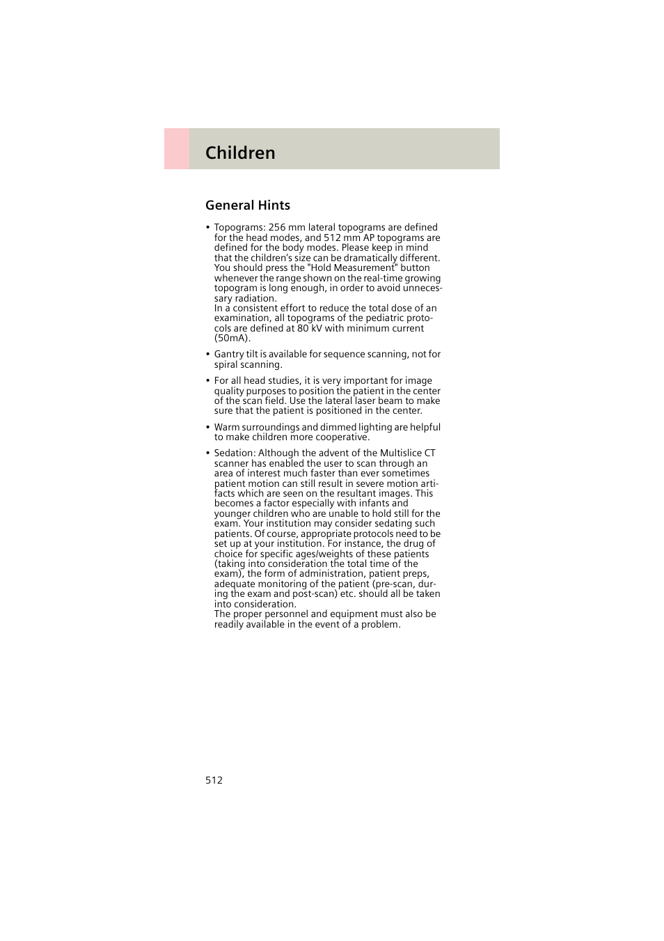 General hints, Children | Siemens EMOTION 16-Jun User Manual | Page 512 / 590