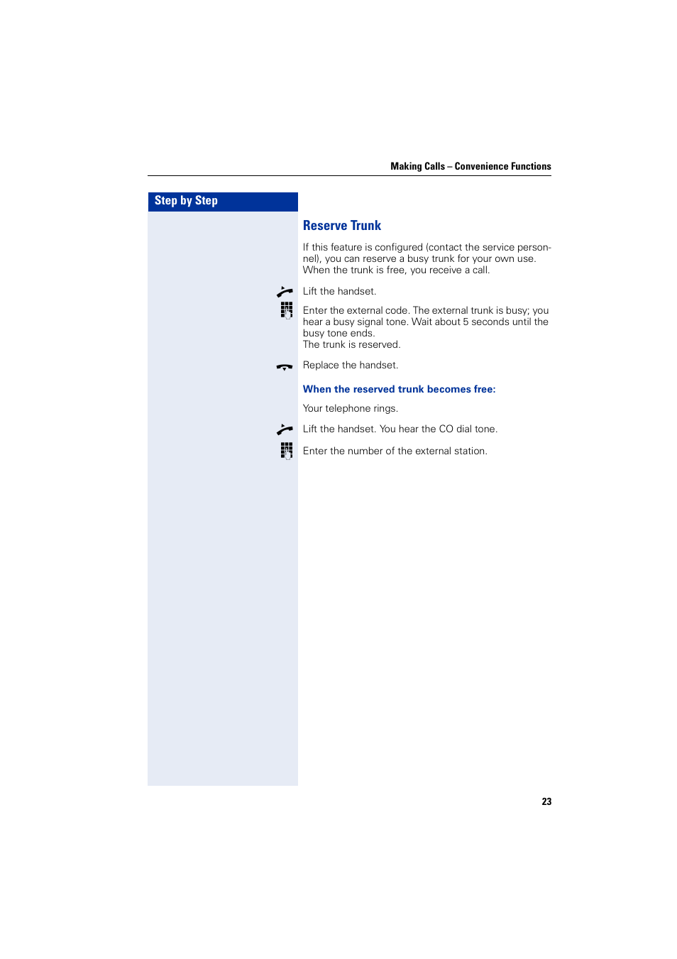 Reserve trunk | Siemens HIPATH 5000 User Manual | Page 23 / 72