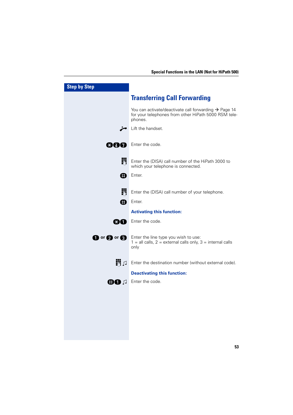 Transferring call forwarding | Siemens HIPATH 5000 User Manual | Page 53 / 72