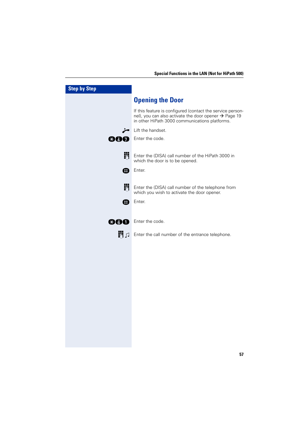 Opening the door | Siemens HIPATH 5000 User Manual | Page 57 / 72