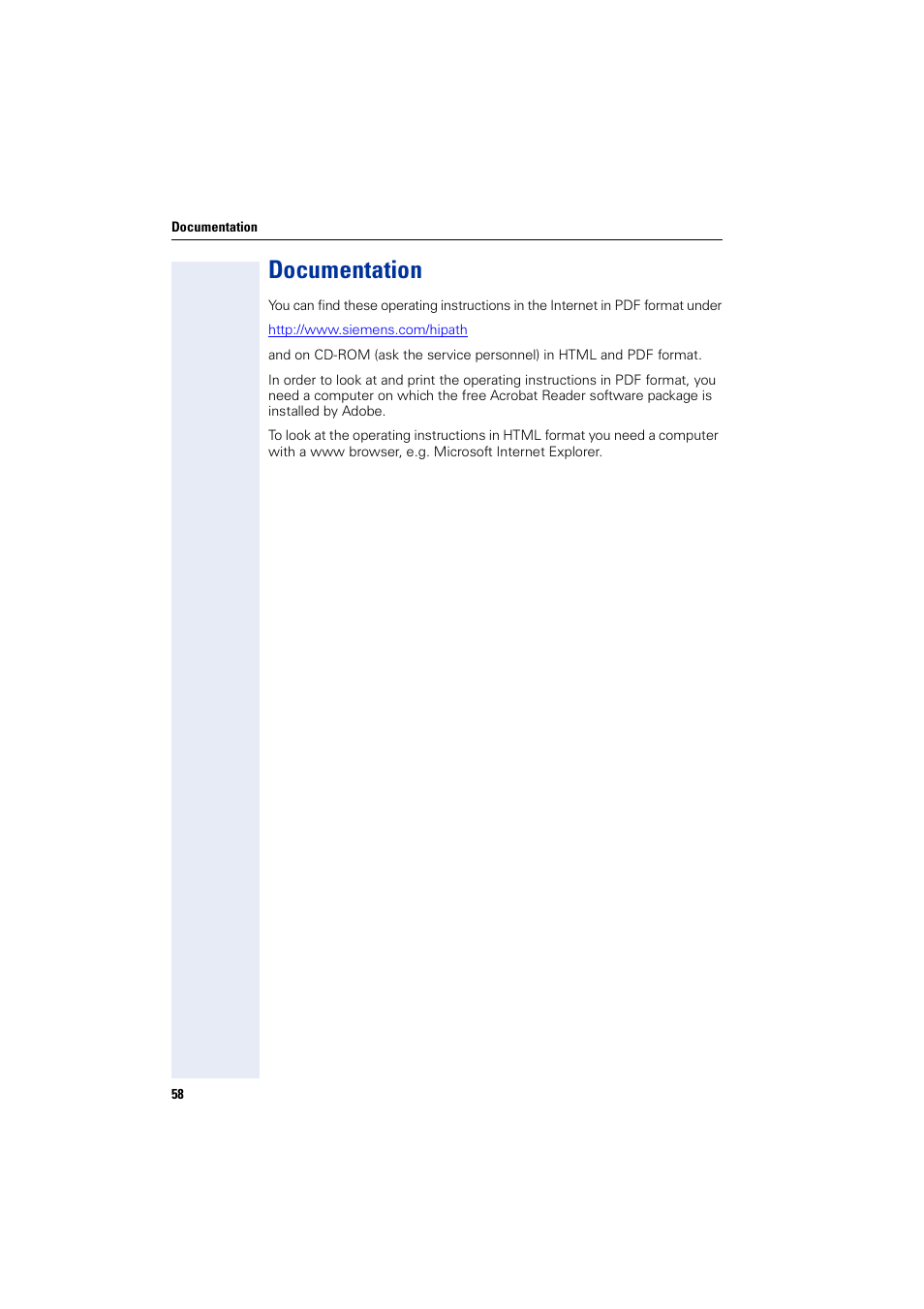 Documentation | Siemens HIPATH 5000 User Manual | Page 58 / 72