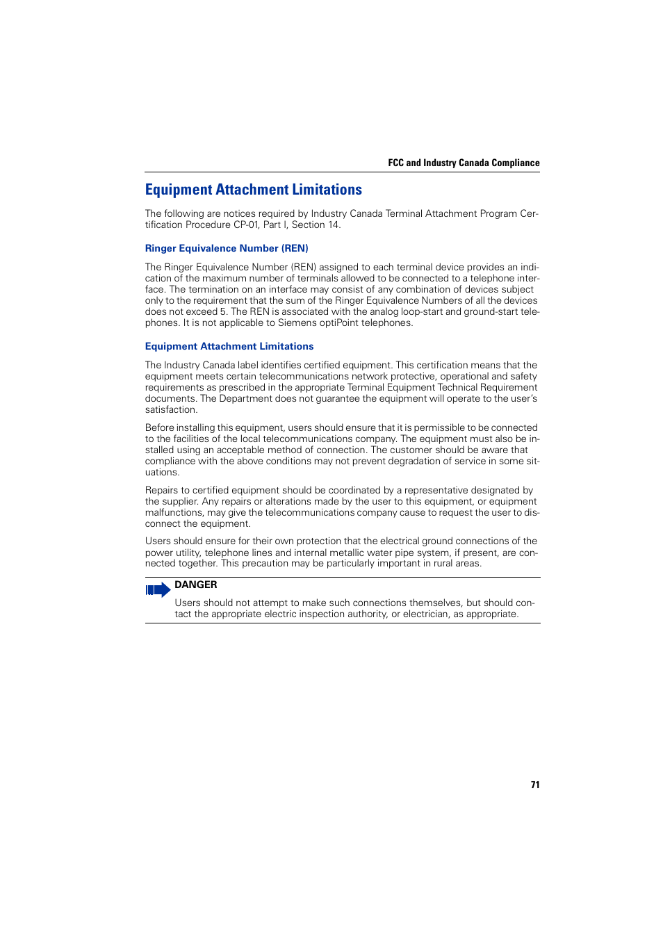 Equipment attachment limitations | Siemens HIPATH 5000 User Manual | Page 71 / 72