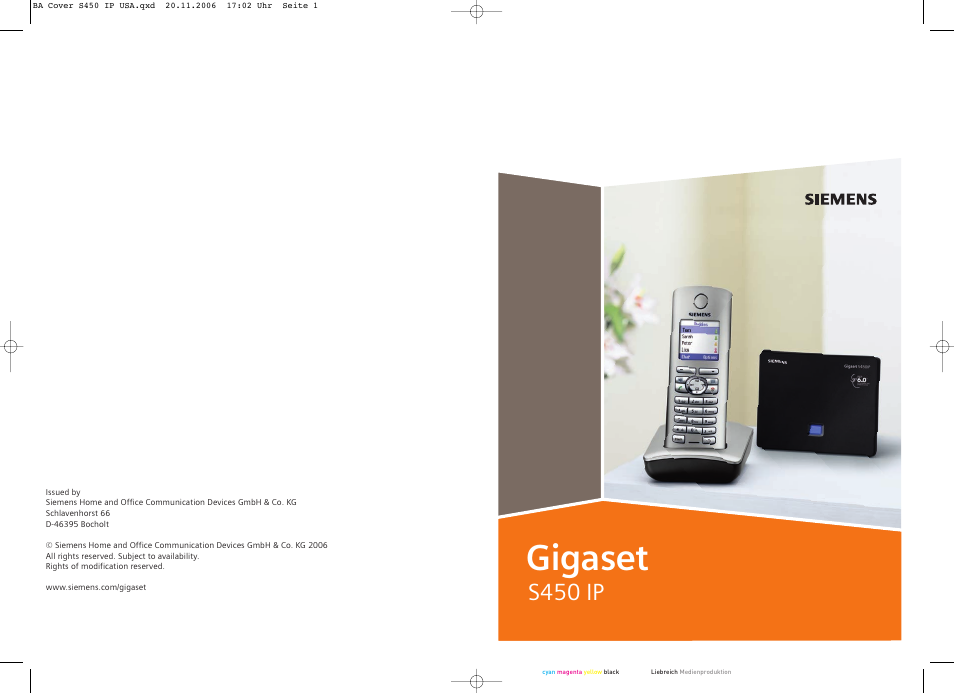 Siemens Gigaset S450IP User Manual | 44 pages