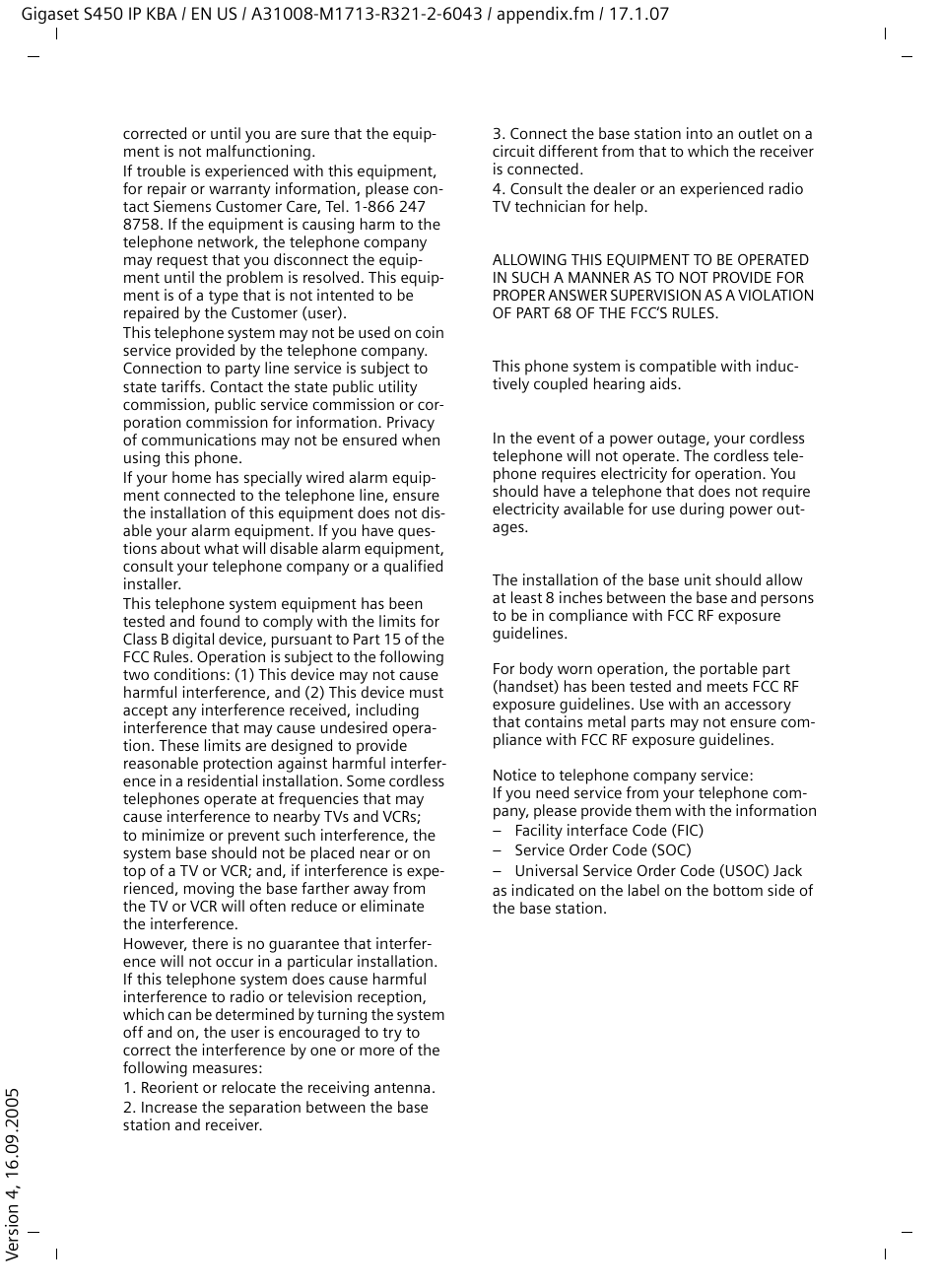 Notice for direct inward dialing ("did"), Notice to hearing aid wearers, Power outage | Notice | Siemens Gigaset S450IP User Manual | Page 31 / 44