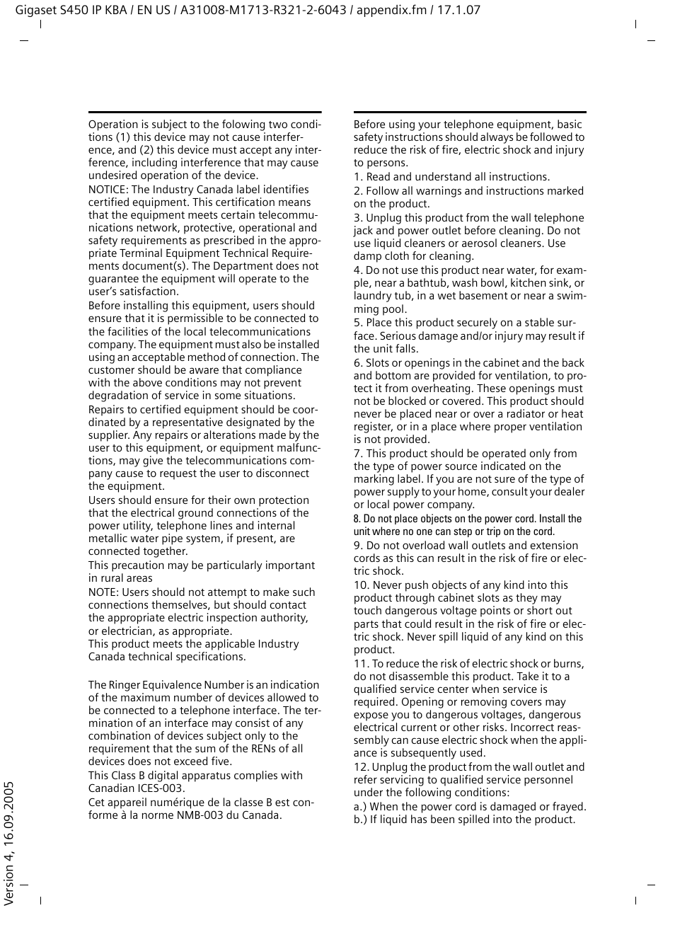 Industry canada certification, Safety precautions, Industry canada certification safety precautions | Siemens Gigaset S450IP User Manual | Page 32 / 44