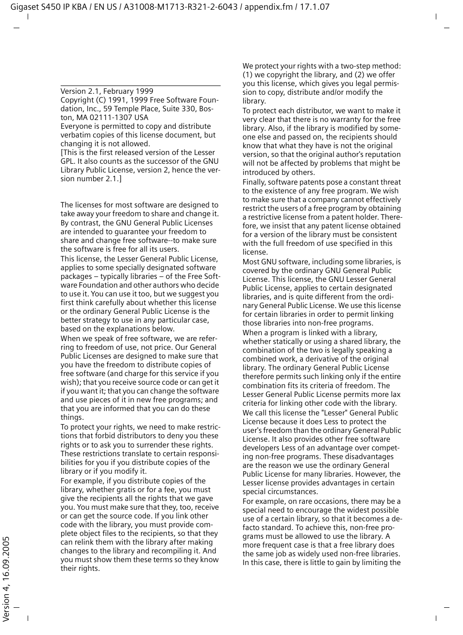 Gnu lesser general public license, Preamble | Siemens Gigaset S450IP User Manual | Page 38 / 44