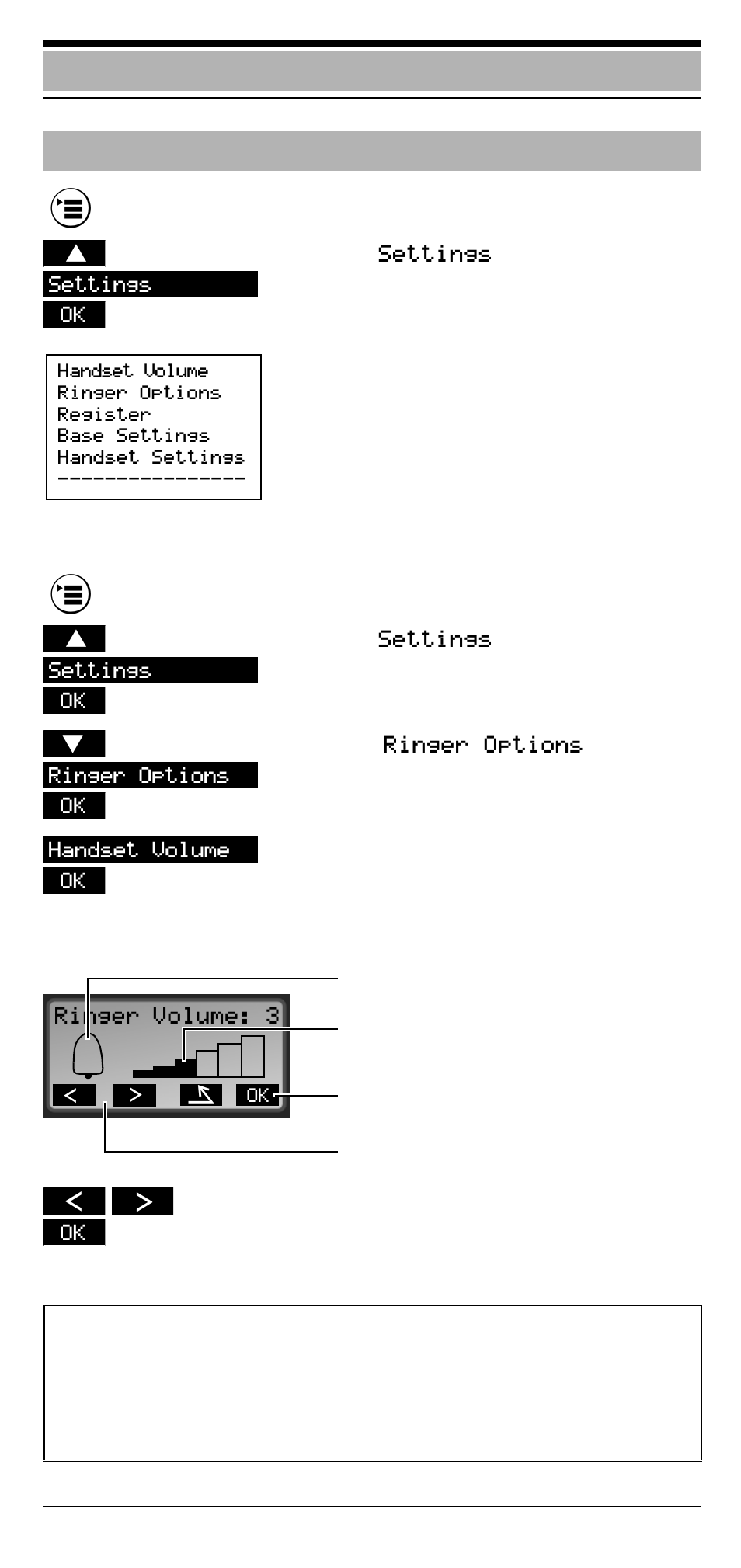 Settings – handset, ringer, Settings | Siemens Hicom cordless EM User Manual | Page 48 / 68