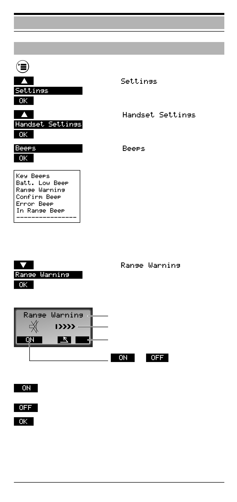 Beeps – keys, battery, range, Settings | Siemens Hicom cordless EM User Manual | Page 53 / 68