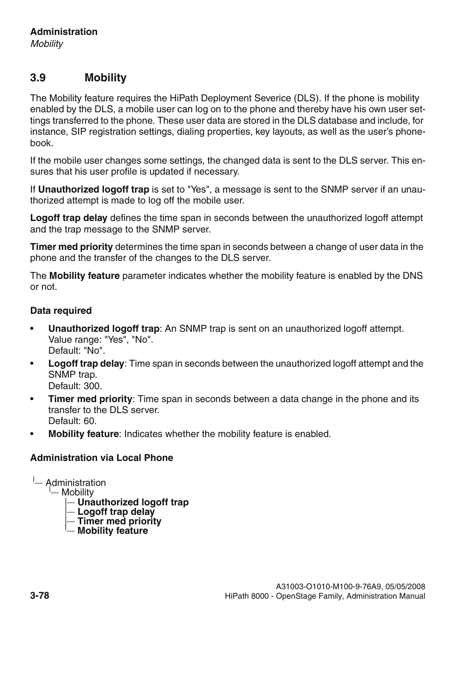 9 mobility, 9 mobility -77 | Siemens HIPATH 20 User Manual | Page 120 / 258