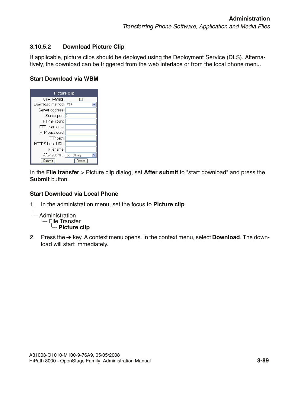 2 download picture clip, 2 download picture clip -89 | Siemens HIPATH 20 User Manual | Page 131 / 258