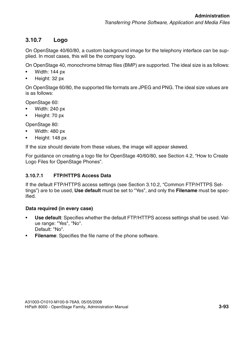 7 logo, 1 ftp/https access data, 7 logo -93 | 1 ftp/https access data -93 | Siemens HIPATH 20 User Manual | Page 135 / 258