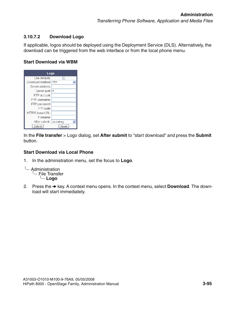 2 download logo, 2 download logo -95 | Siemens HIPATH 20 User Manual | Page 137 / 258