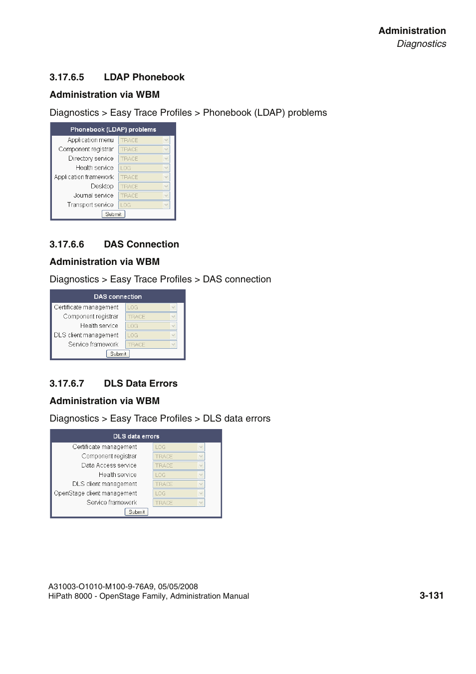 5 ldap phonebook, 6 das connection, 7 dls data errors | Siemens HIPATH 20 User Manual | Page 173 / 258