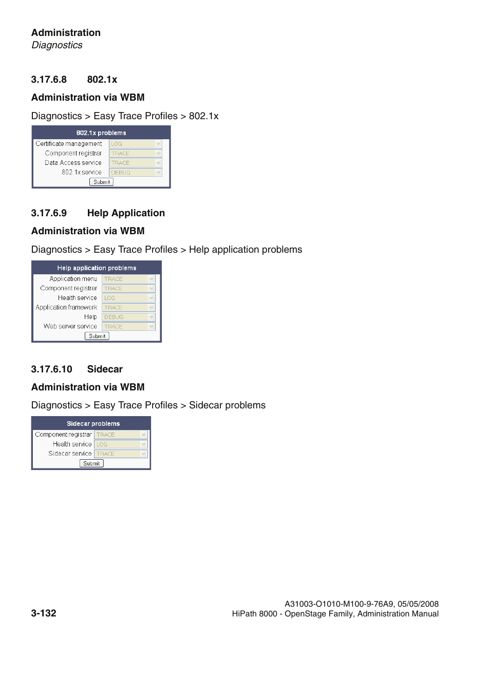 8 802.1x, 9 help application, 10 sidecar | Siemens HIPATH 20 User Manual | Page 174 / 258