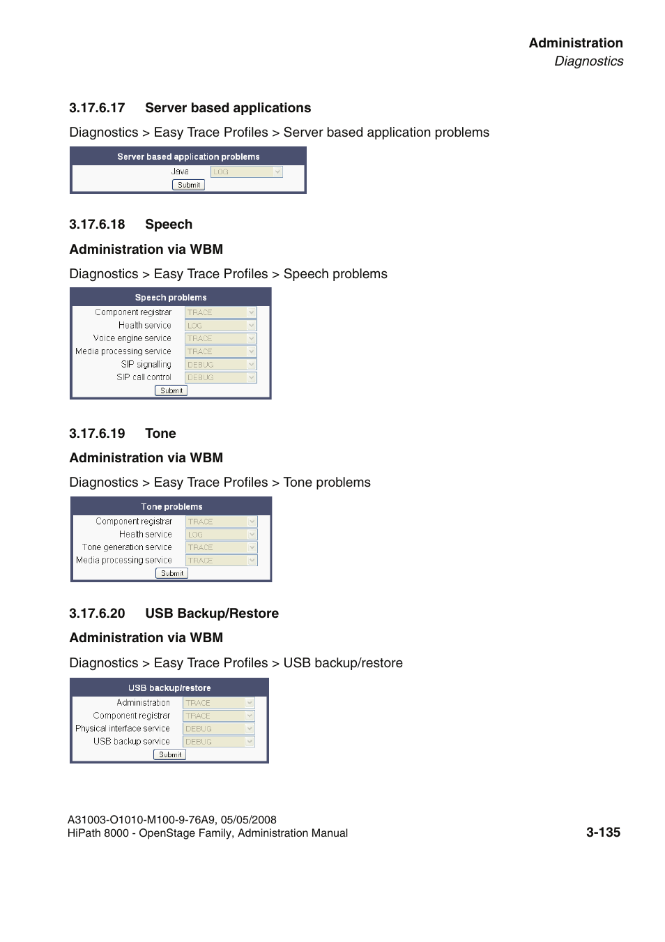 17 server based applications, 18 speech, 19 tone | 20 usb backup/restore | Siemens HIPATH 20 User Manual | Page 177 / 258