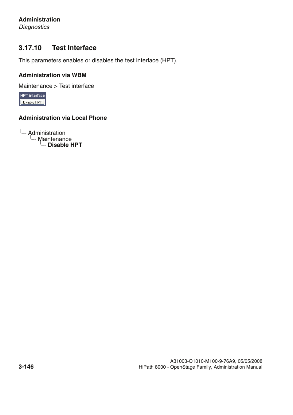 10 test interface, 10 test interface -146 | Siemens HIPATH 20 User Manual | Page 188 / 258