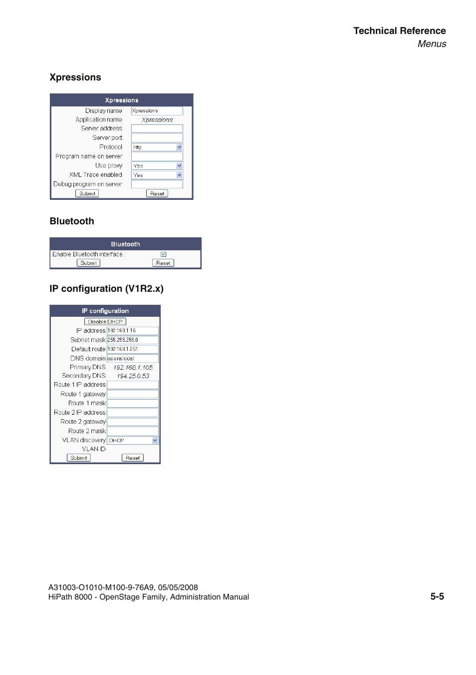 Xpressions, Ip configuration (v1r2.x) / ip | Siemens HIPATH 20 User Manual | Page 211 / 258