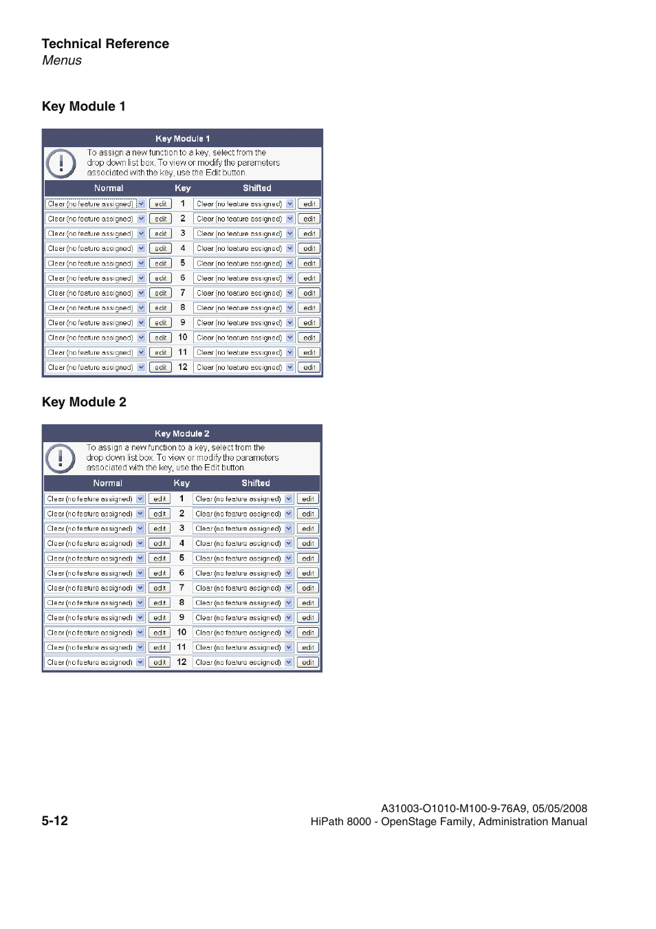 Key module 1, Key module 2 | Siemens HIPATH 20 User Manual | Page 218 / 258