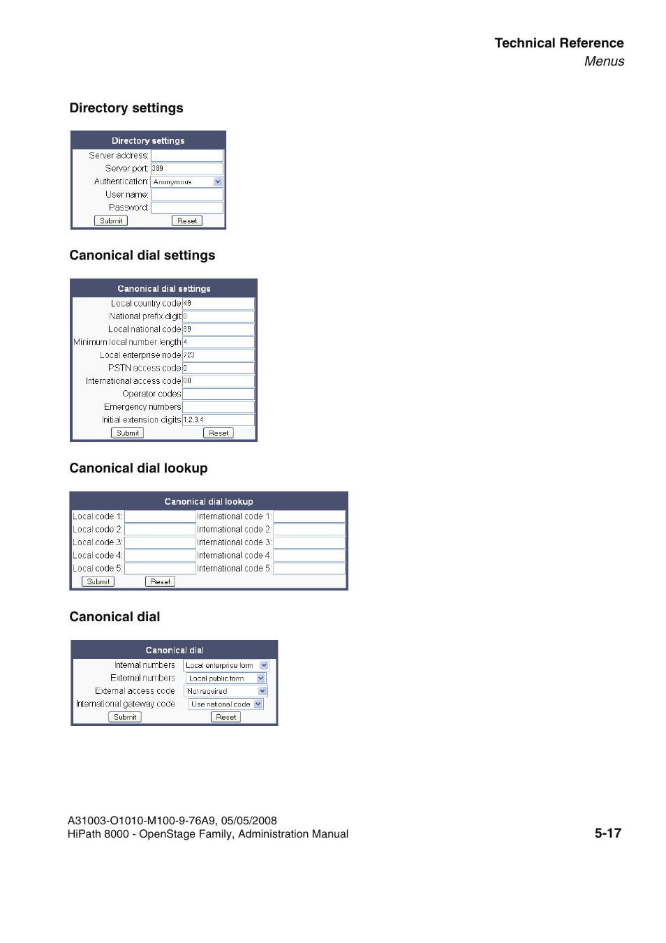 Directory settings | Siemens HIPATH 20 User Manual | Page 223 / 258