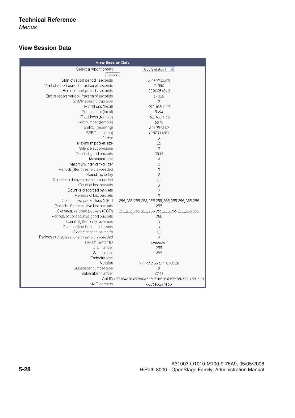 View session data | Siemens HIPATH 20 User Manual | Page 234 / 258