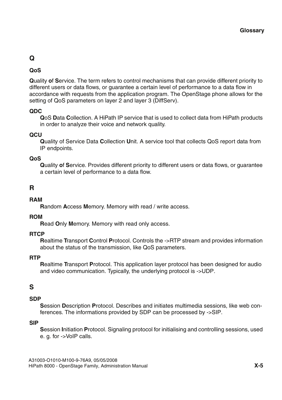 A ->sip ->uri that, Qos) guar | Siemens HIPATH 20 User Manual | Page 249 / 258