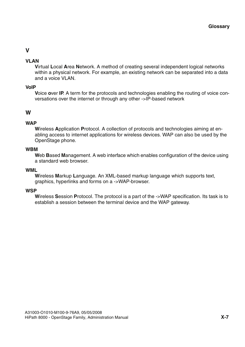 Oding, used in isdn and ->voip. it requires a 64, R ->voip, Voip | Siemens HIPATH 20 User Manual | Page 251 / 258