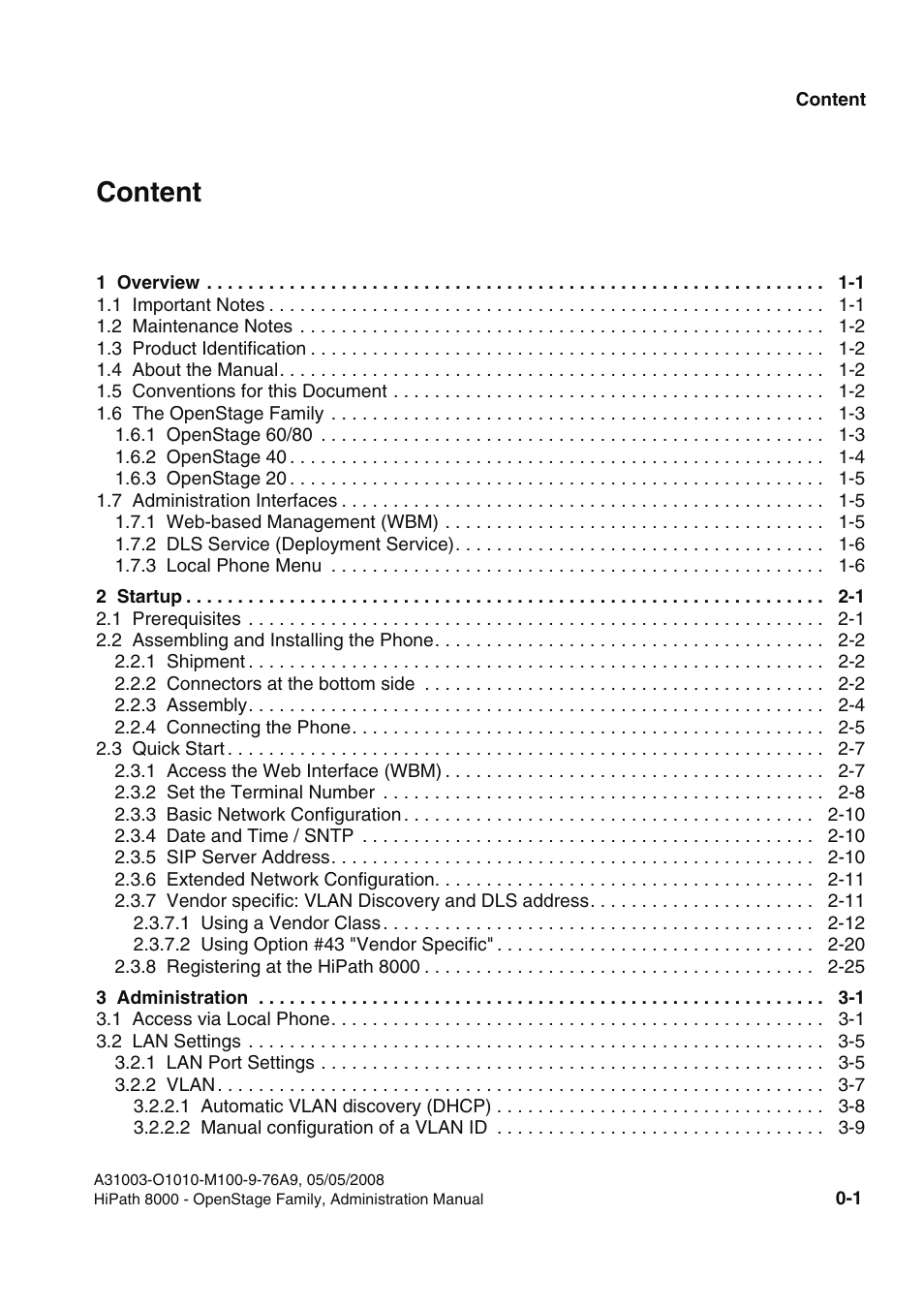 Content 0 | Siemens HIPATH 20 User Manual | Page 3 / 258