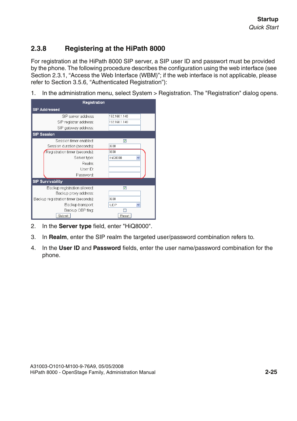 8 registering at the hipath 8000, 8 registering at the hipath 8000 -25 | Siemens HIPATH 20 User Manual | Page 41 / 258