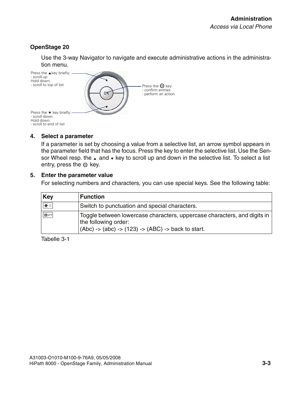 Switch to punctuation and special characters | Siemens HIPATH 20 User Manual | Page 45 / 258