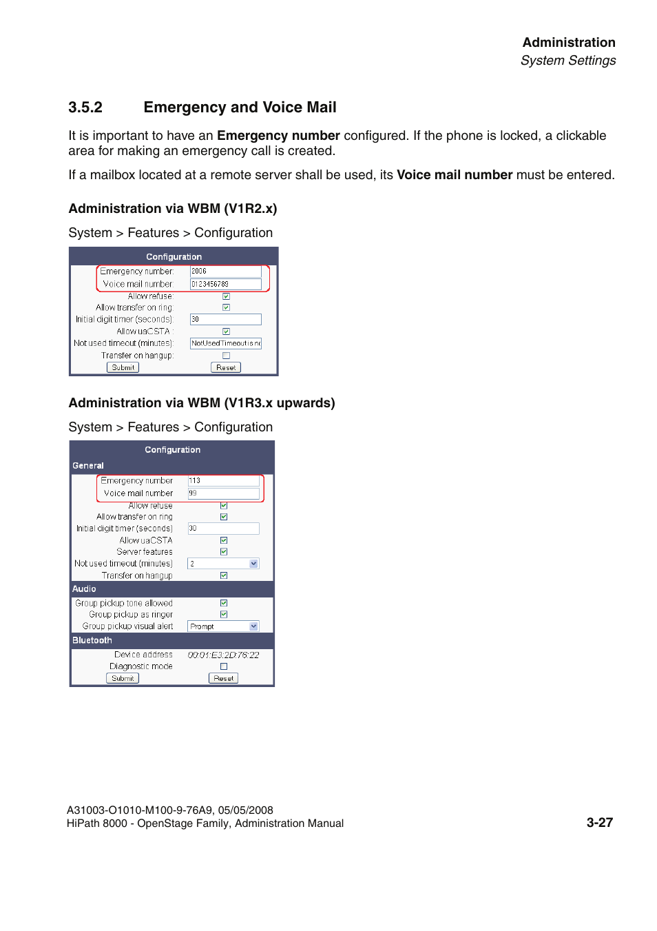 2 emergency and voice mail, 2 emergency and voice mail -27 | Siemens HIPATH 20 User Manual | Page 69 / 258