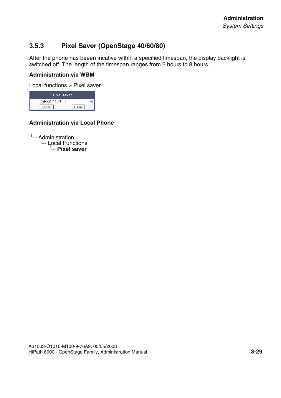 3 pixel saver (openstage 40/60/80), 3 pixel saver (openstage 40/60/80) -29 | Siemens HIPATH 20 User Manual | Page 71 / 258