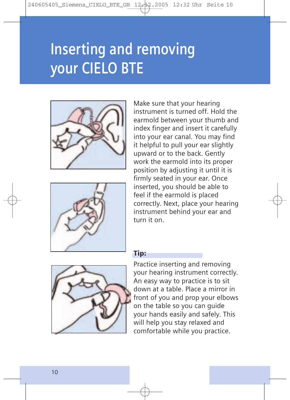 Inserting and removing your cielo bte | Siemens CIELO User Manual | Page 10 / 24