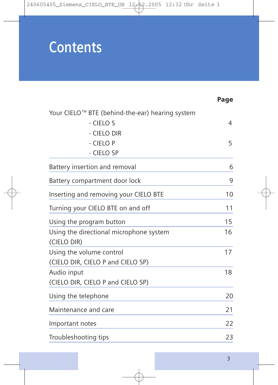 Siemens CIELO User Manual | Page 3 / 24