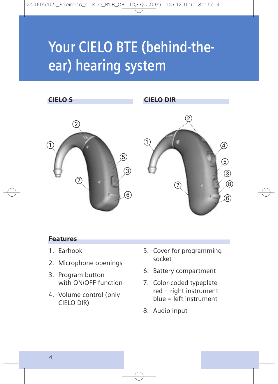 Your cielo bte (behind-the- ear) hearing system | Siemens CIELO User Manual | Page 4 / 24