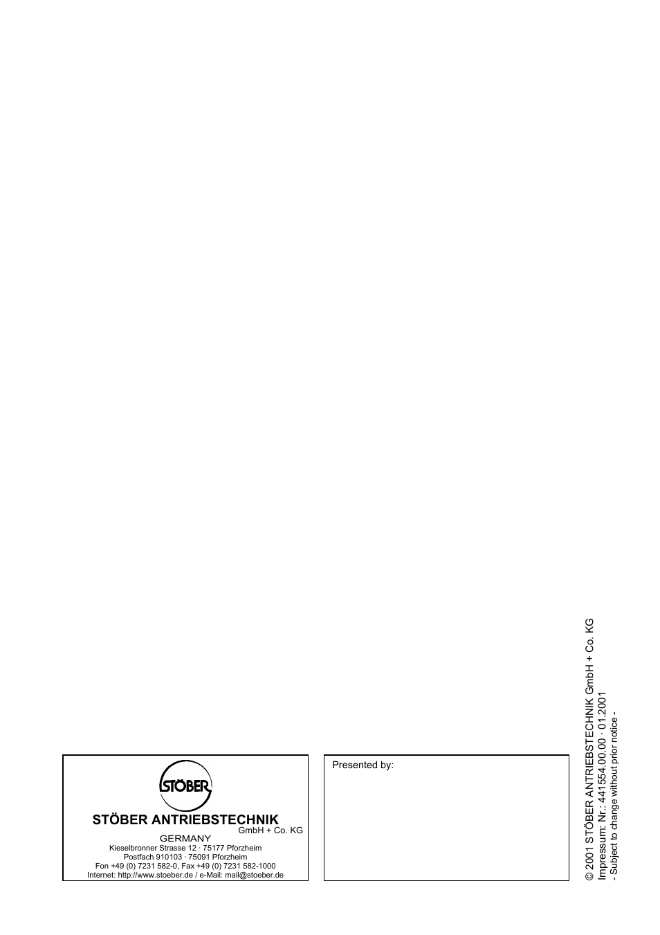 Imprint-no, Stöber antriebstechnik | Siemens Stober CombiDrive CM400/3 User Manual | Page 40 / 40